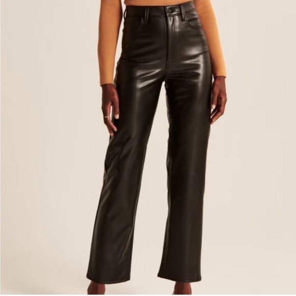Abercrombie & Fitch Pants - Abercrombie & Fitch Curve Love Vegan Leather Ankle Straight Pant